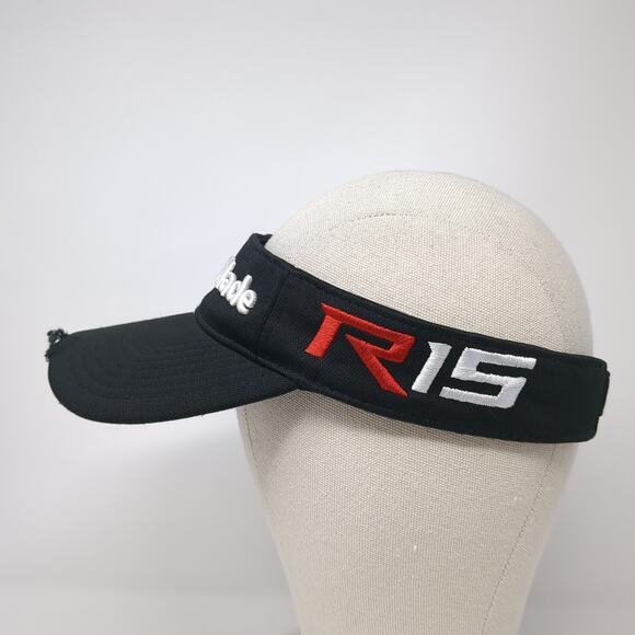 TaylorMade Slideback Visor Hat Solid Black One Size Embroidered Outdoor - Picture 3 of 9